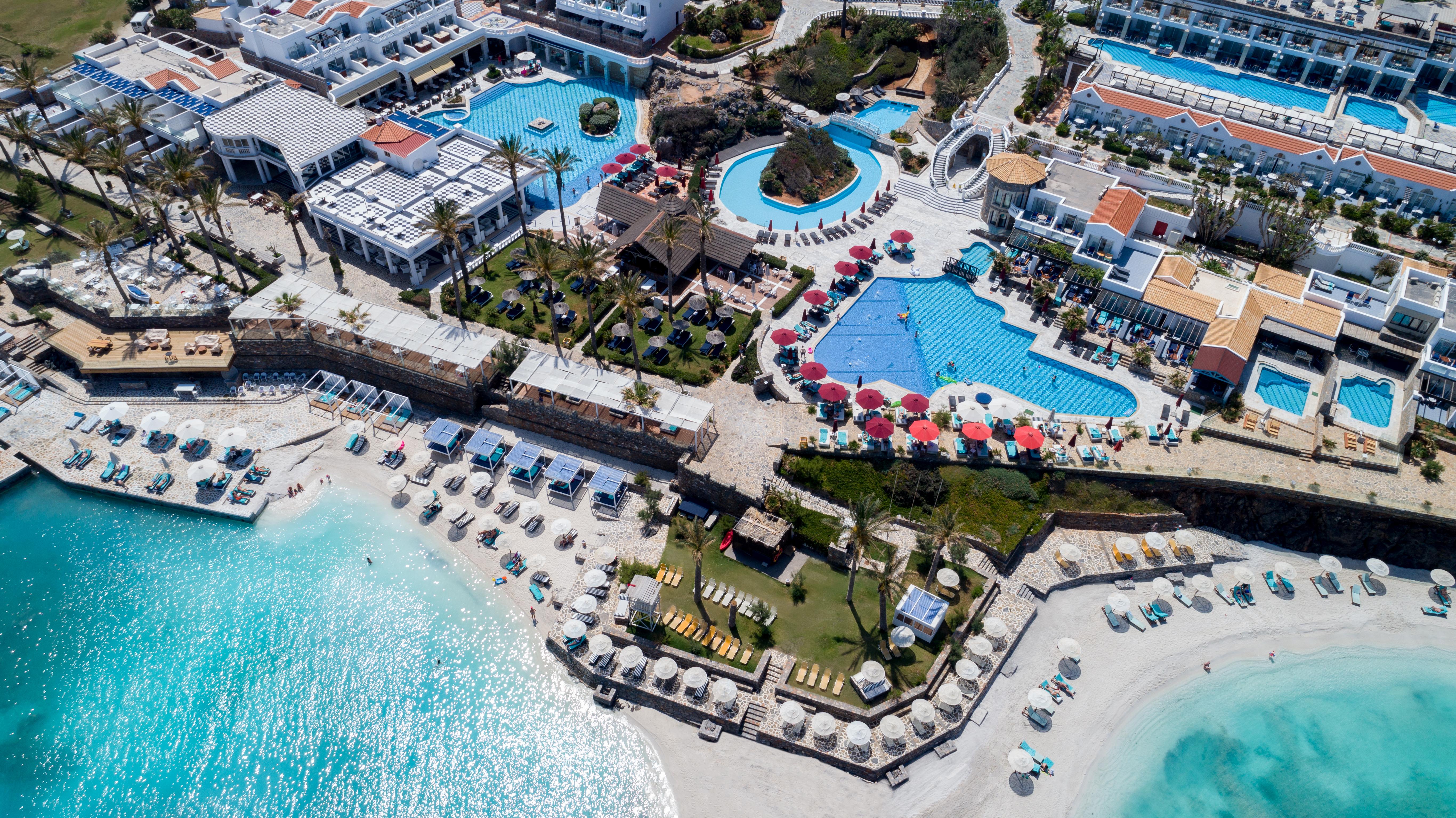 Minos Imperial Luxury Beach Resort & Spa Milatos Exterior photo Aerial view of the resort